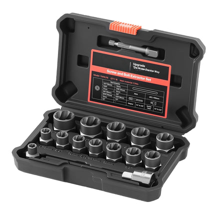 Bolt Extractor Kit, 16-Piece Impact Cr-Mo Set, Case