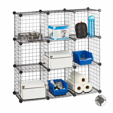 Bolt-free shelves in wire mesh 9 compartments