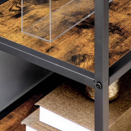 Industrial 7-Tier Rustic Brown Bookcase - Kitchen & Living Room