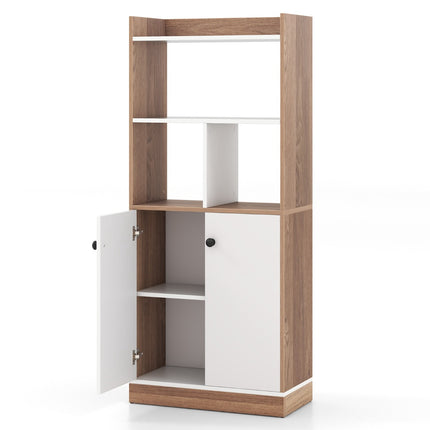 Bookcase With Double-Door Cabinet, 3-Tier, 60x30x140cm