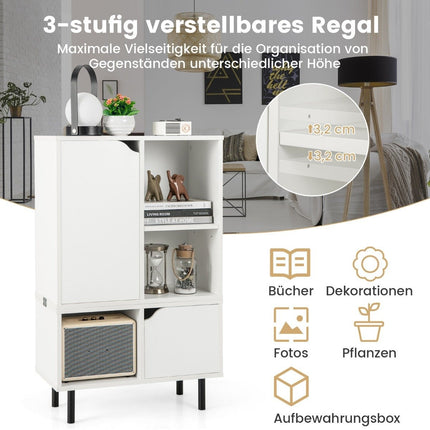 Bookcase stackable bookcase with 2 doors & 5 compartments separable with adjustable shelf 60 x 30 x 96.5 cm white