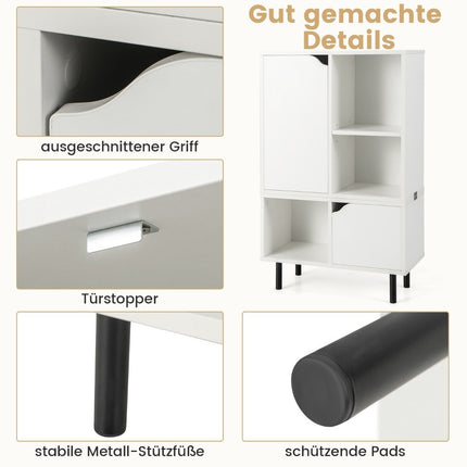 Bookcase stackable bookcase with 2 doors & 5 compartments separable with adjustable shelf 60 x 30 x 96.5 cm white