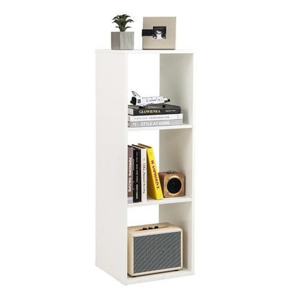 Bookcase with 3 compartments cube shelf standing shelf open shelf white 35.5 x 33 x 103 cm