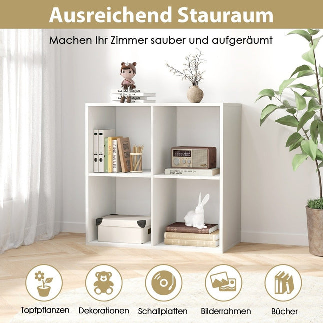 Bookcase with 4 compartments cube shelf standing shelf open shelf modern white