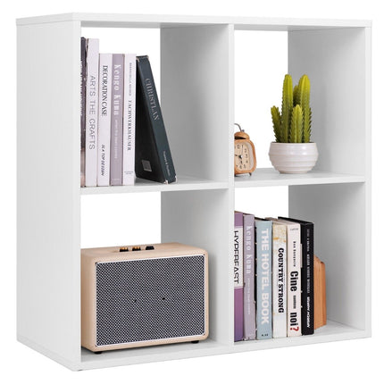 Bookcase with 4 compartments cube shelf standing shelf open shelf modern white