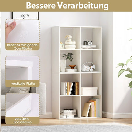 Bookcase with 4 compartments cube shelf standing shelf open shelf modern white