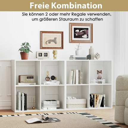 Bookcase with 4 compartments cube shelf standing shelf open shelf modern white