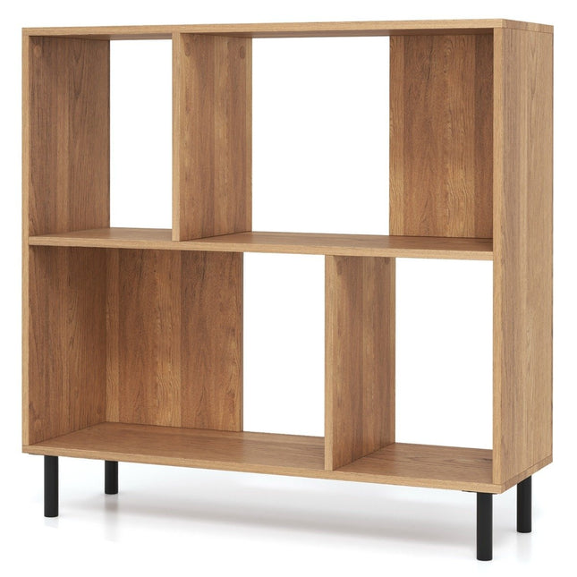 Bookcase with 4 compartments & metal legs standing shelf storage shelf natural