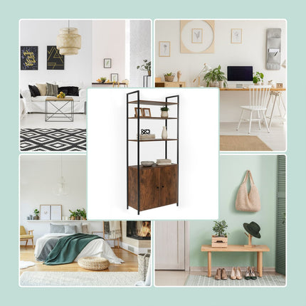 Bookcase with Storage, Adjustable Shelves, 4-Tier
