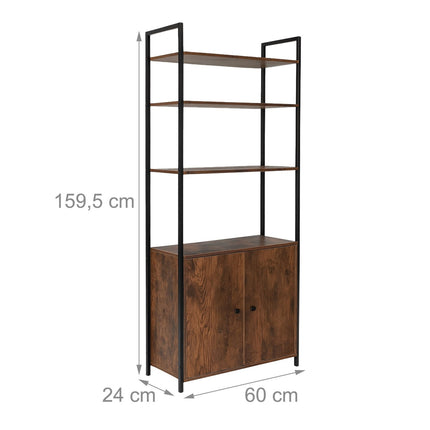 Bookcase with Storage, Adjustable Shelves, 4-Tier