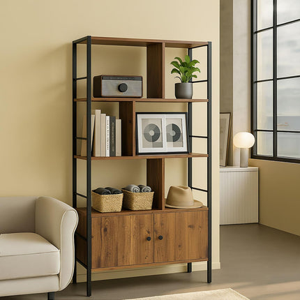 Bookcase with Storage Unit – 3 Shelves, Base Cabinet