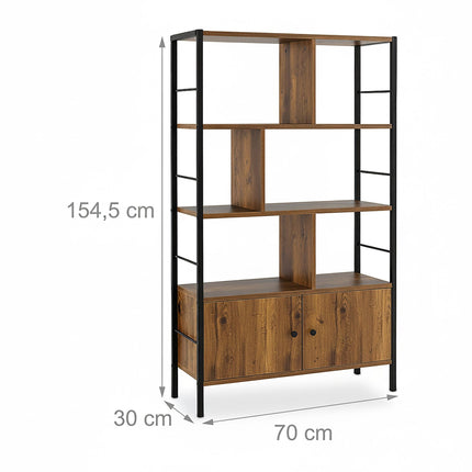 Bookcase with Storage Unit – 3 Shelves, Base Cabinet