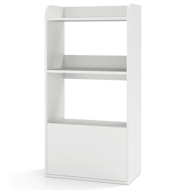 Bookcase with drawer, standing shelf with 2 compartments, office shelf made of wood, 55 x 29 x 105 cm, white