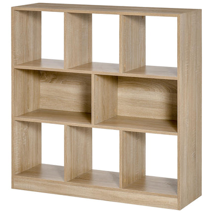 Bookshelf 3-layer natural wood storage for home/office