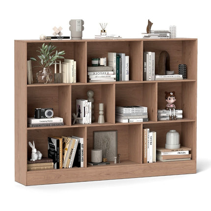 Bookshelf with 10 Compartments, 3-Tier, 140x24x104 cm