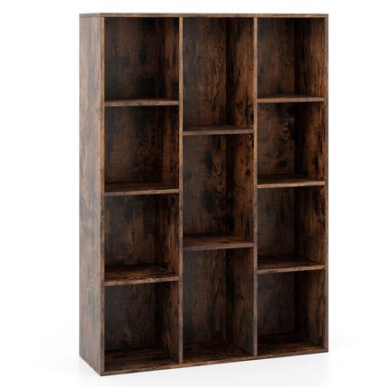 Bookshelf with 11 Cubes, 74x24x106 cm, Coffee Wood
