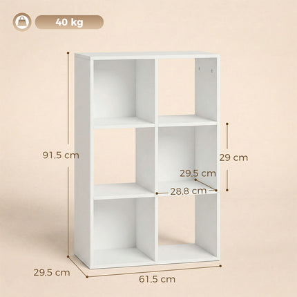Bookshelf with 3 Shelves, White, Chipboard, Anti-Tip