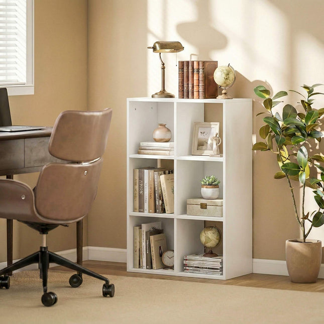 Bookshelf with 3 Shelves, White, Chipboard, Anti-Tip