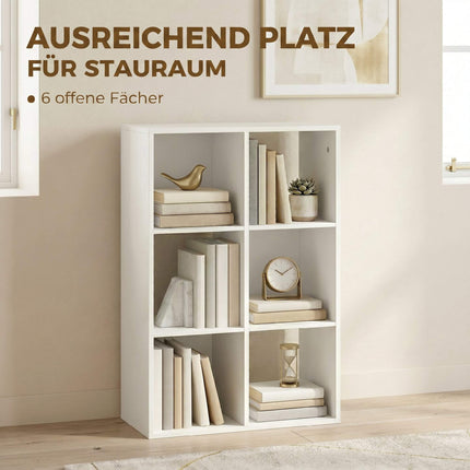 Bookshelf with 3 Shelves, White, Chipboard, Anti-Tip