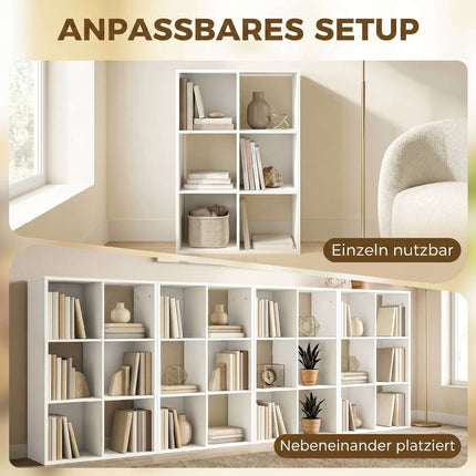 Bookshelf with 3 Shelves, White, Chipboard, Anti-Tip