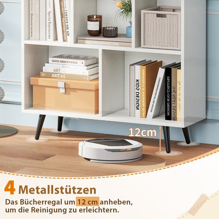 Bookshelf with 3 Tiers, Wood Legs – 80 cm, Anti-Tip Safety