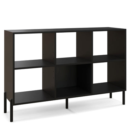 Bookshelf with 6 Adjustable Shelves, Metal Legs, Black