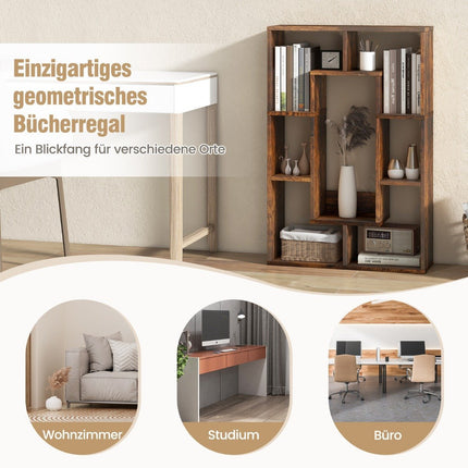 Bookshelf with 7 Compartments, Freestanding Cube Shelf, 60x20x90 cm, Coffee