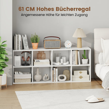 Bookshelf with 8 Compartments, 121.5 x 29 x 61 cm, White