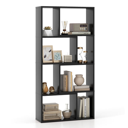 Bookshelf with 8 Compartments, 4 Tiers, 60x20x120 cm, Black