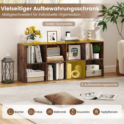 Bookshelf with 8 Cubes, 121.5 x 29 x 61 cm, Anti-Tip Safety