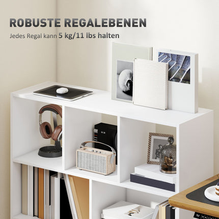 Bookshelf with 8 Shelves, 97.5 x 30 x 100 cm, White