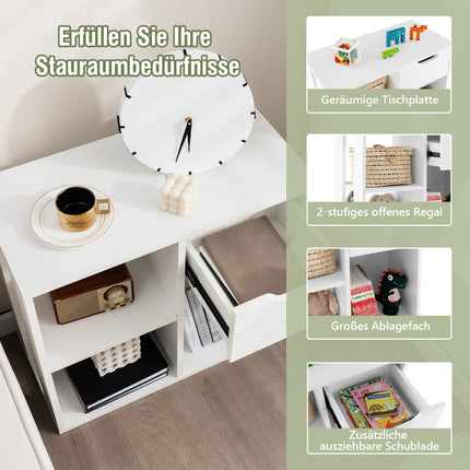 Bookshelf with Drawer and 3 Shelves, White, 60x30x53 cm