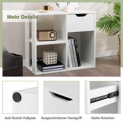 Bookshelf with Drawer and 3 Shelves, White, 60x30x53 cm