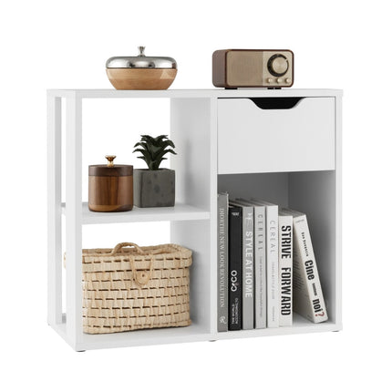Bookshelf with Drawer and 3 Shelves, White, 60x30x53 cm