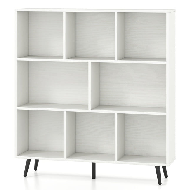 Bookshelf with Shelves, 3-Tier, Wood Legs, 100 cm