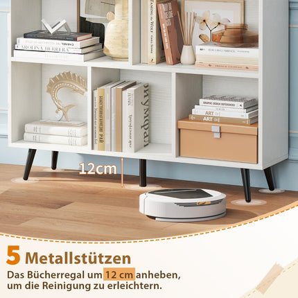 Bookshelf with Shelves, 3-Tier, Wood Legs, 100 cm