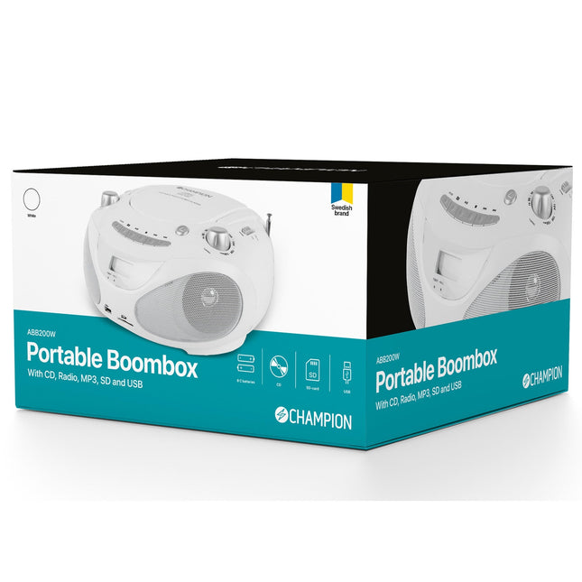 Boombox CD/Radio/MP3/USB White