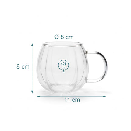 Borosilicate Glass Cups with Handles, Set of 6