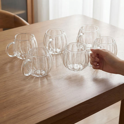 Borosilicate Glass Cups with Handles, Set of 6