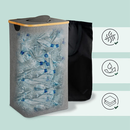 Bottle Collector with Lid, 100L Capacity, Removable Bag