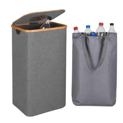 Bottle Deposit Bin, 100L – Gray, Bamboo & Polyester