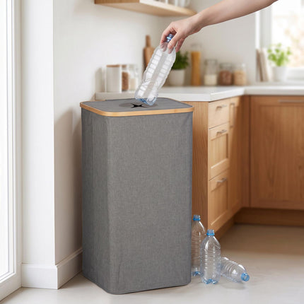 Bottle Deposit Bin, 100L – Gray, Bamboo & Polyester