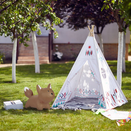 Bouncing animal fox in brown