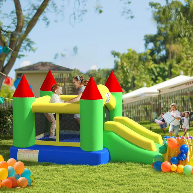 Inflatable bouncy castle for children with slide and net, 300x180x160 cm