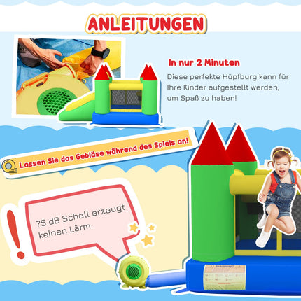 Inflatable bouncy castle for children with slide and net, 300x180x160 cm