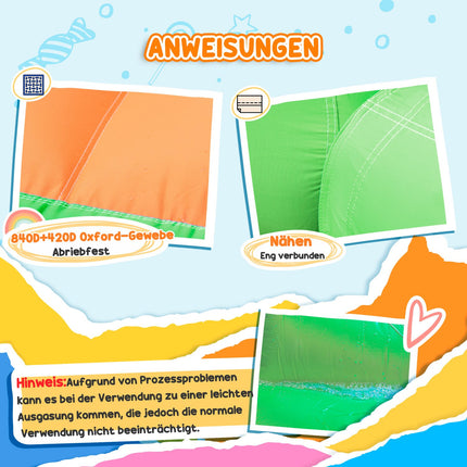 Inflatable water slide and play pool for children, 380x285x225 cm