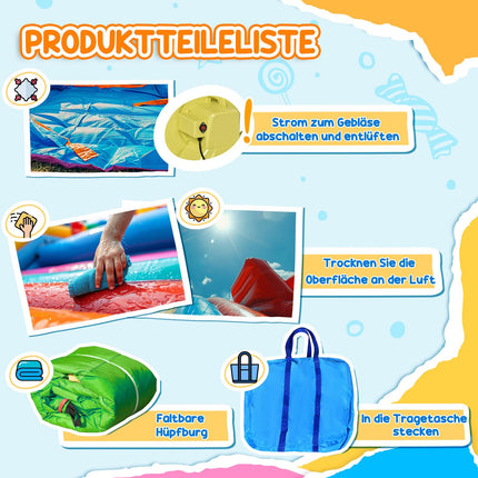 Inflatable water slide and play pool for children, 380x285x225 cm