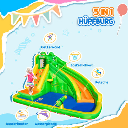Inflatable water slide and play pool for children, 380x285x225 cm