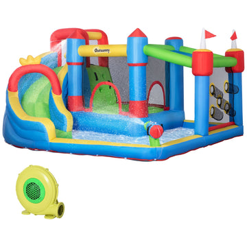 Inflatable water playground with slide and trampoline, 390x300x197 cm