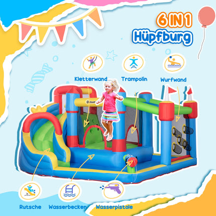 Inflatable water playground with slide and trampoline, 390x300x197 cm